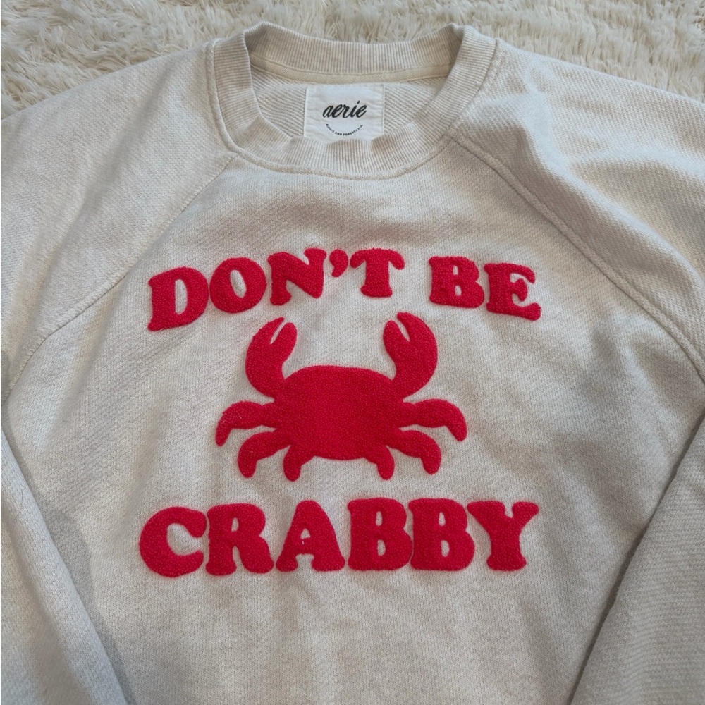 AERIE DONT BE CRABBY SWEATSHIRT PULLOVER - Picture 5 of 6
